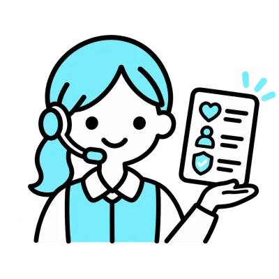 担当者が支援内容の書かれた資料を示すイラスト