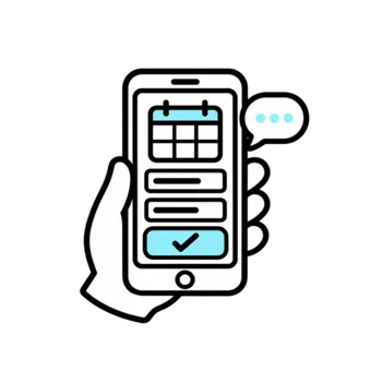 スマートフォンで依頼内容を作成するイラスト